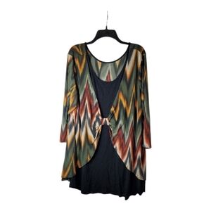 🎆Multicolor Chevron Pattern Women's Top Size 3X